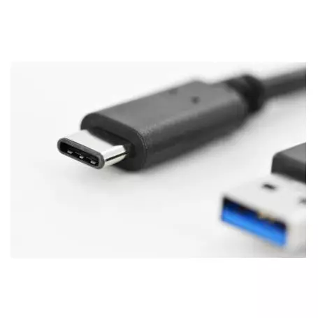 Cable USB 3.0 vers USB Type-C PD 3A Digitus Noir 1M 5Gbit/s