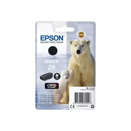 Cartouche Epson 26 Noir Photo XP-510/520/600/620/625/720/800/820 CARTEPT26BK-PHOTO - 1