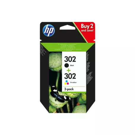 Pack Cartouche HP 302 Noir + Couleur X4D37AE CARTHP302PACK - 1