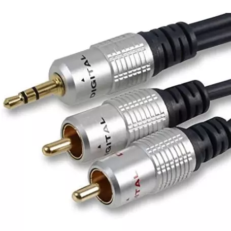 Cable Audio Jack 3.5mm vers 2 x RCA 0.75M Qualité Pro CAJACKRCA_HQ_0.75M - 1