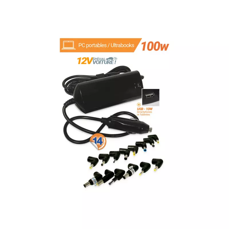 Pack chargeur PC universel 100W pour voiture