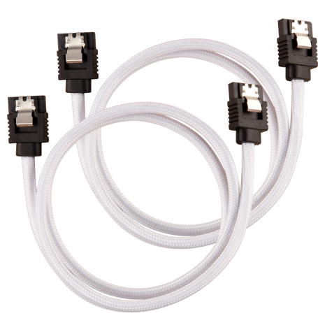 2x Câbles Corsair gainé Premium SATA 6Gbps 60 cm Blanc NSATACO-60-W-D - 2