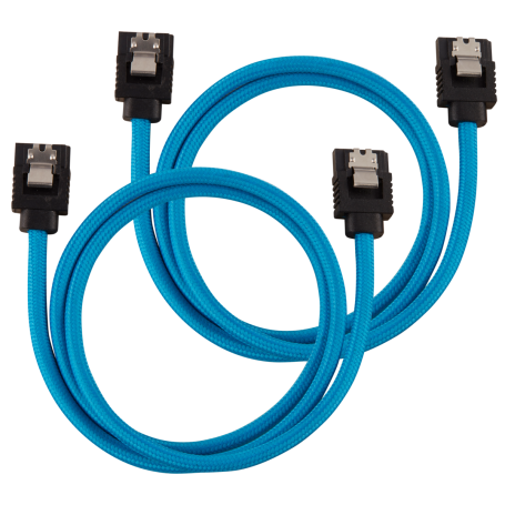 2x Câbles Corsair gainé Premium SATA 6Gbps 60 cm Bleu NSATACO-60-B-D - 1