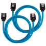2x Câbles Corsair gainé Premium SATA 6Gbps 60 cm Bleu NSATACO-60-B-D - 1
