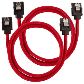 2x Câbles Corsair gainé Premium SATA 6Gbps 60 cm Rouge NSATACO-60-R-D - 2