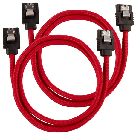 2x Câbles Corsair gainé Premium SATA 6Gbps 60 cm Rouge NSATACO-60-R-D - 2
