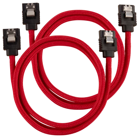 2x Câbles Corsair gainé Premium SATA 6Gbps 60 cm Rouge NSATACO-60-R-D - 2