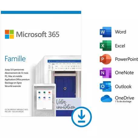 Microsoft 365 Famille 6 Personnes (ESD) Abonnement 1 an OFF365_HOME-ESD - 1