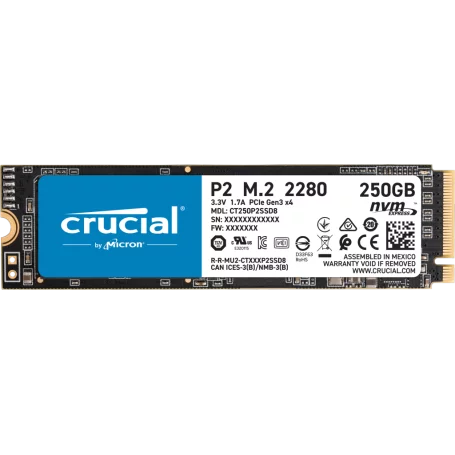 SSD 250Go Crucial P2 M.2 NVMe PCIe Type 2280 2100Mo/s 1150Mo/s SSD250_C_P2-M2 - 1