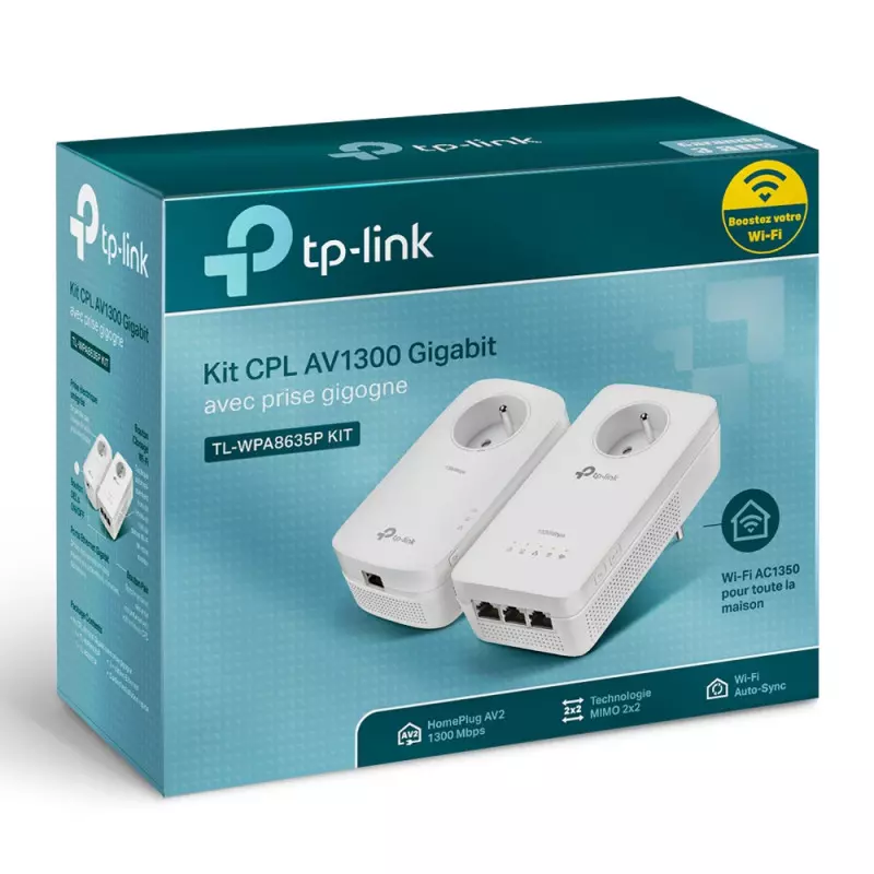 Pack 2x CPL TP-Link RJ45 1300Mbits Wifi AC1350 TL-WPA8635P KIT