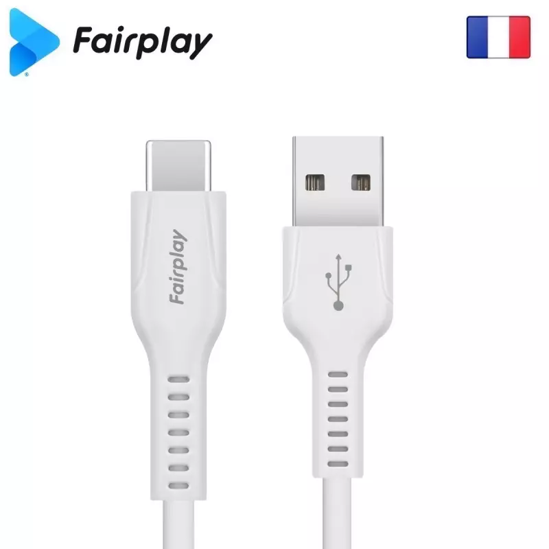 CABLE USB TYPE C / TYPE C BLANC 1M COMPATIBLE PD 3A