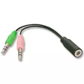 Adaptateur 2 x Jack 3.5mm M Casque/Micro vers Jack 3.5mm F 4Pin ADJACK2X3.5M/3.5F - 1