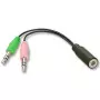 Adaptateur 2 x Jack 3.5mm M Casque/Micro vers Jack 3.5mm F 4Pin ADJACK2X3.5M/3.5F - 1