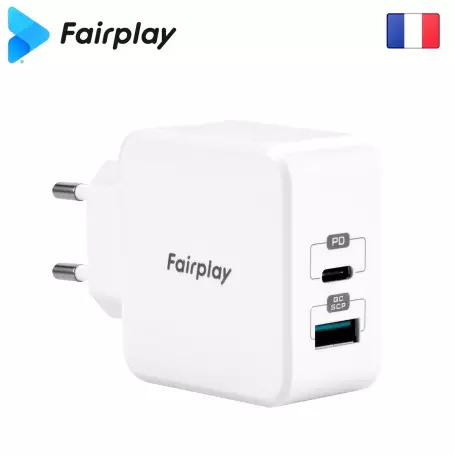 Alimentation Secteur 220V vers USB-C USB-A PD 30W Fairplay MONZA ALIMUSBFP-MNZ-02 - 3