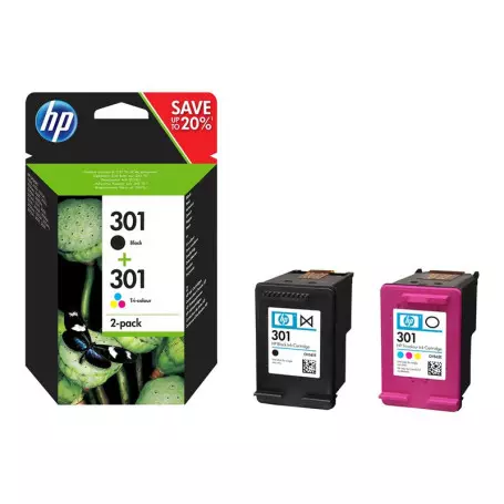 Pack Cartouche HP 301 Noir + Couleur N9J72AE CARTHP301PACK - 1