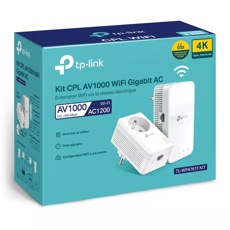 Pack 2x CPL TP-Link RJ45 1000Mbits Wifi AC1200 TL-WPA7617 KIT