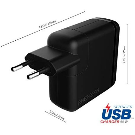 Alimentation ENERGEAR Wall Charger 65W (USB Type C PD 2.0)