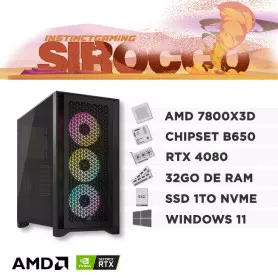 PC Gamer SIROCCO R7-7800X3D 32Go 1To RTX 4080 16Go Windows 11