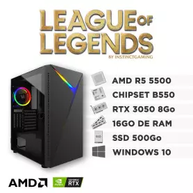 PC Gamer League of Legends Ryzen 5 5500 16Go SSD 500Go RTX 3050 W10