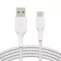 Cable USB vers Type-C 3A Belkin 15cm tressée Blanc