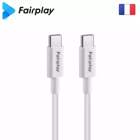 Cable USB Type-C vers Type-C PD 5A Fairplay HIMALYA 1M Blanc