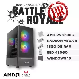 PC Gamer BATTLE ROYALE Ryzen 5 5600G 16Go SSD 480Go AMD Radeon W10