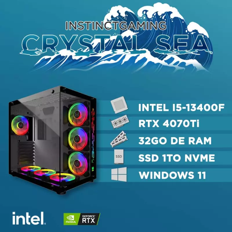 PC Gamer NORTH i5-14600KF 32Go 1To RTX 4070 12Go Windows 11 Couleur Noir