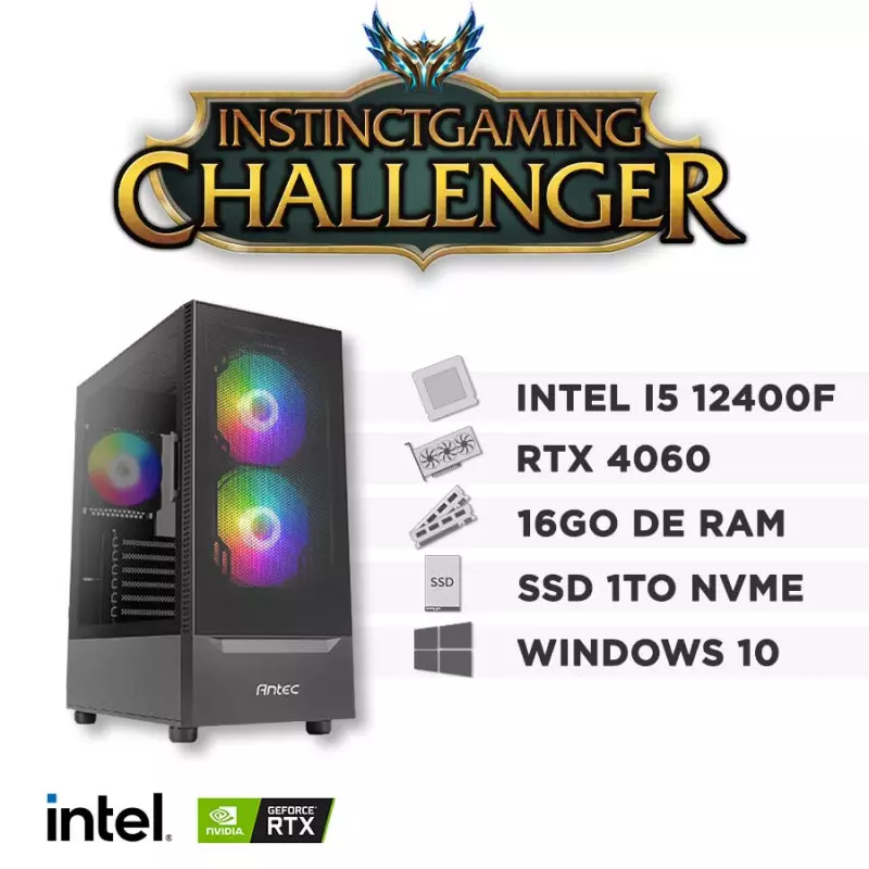 PC Gamer CHALLENGER i5-12400F 16Go 1To RTX 4060 8Go Windows Windows 10