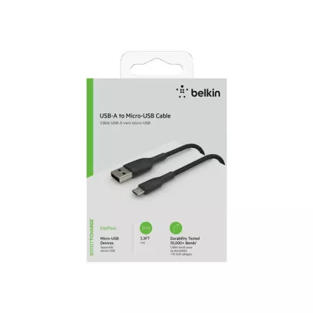 Cable USB vers Micro USB 2.4A Belkin 1m tressée Noir