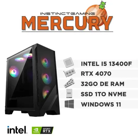 PC Gamer MERCURY i5-13400F 32Go 1To RTX 4070 12Go Windows 11