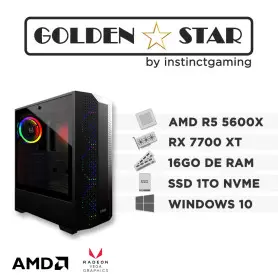 PC Gamer GOLDEN STAR R5-5600X 16Go 1To RX 7700 XT 12Go Windows 10