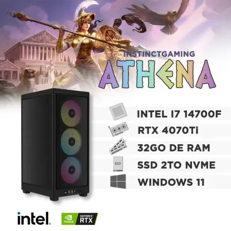 PC Gamer Athéna i7-14700F 32Go 2To RTX 4070 Ti 12Go Windows 11