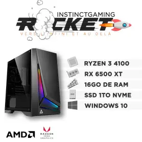PC Gamer ROCKET R3-4100 16Go 500Go RX 6500 XT 4Go Windows 10
