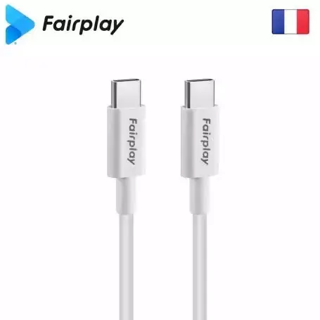 Cable USB Type-C vers Type-C PD 60W Fairplay 1M Blanc