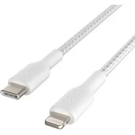 Cable USB Type-C vers Lightning 2m Belkin tressé Blanc