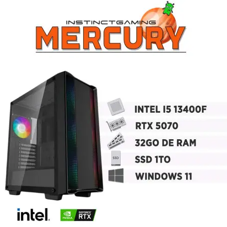 PC Gamer MERCURY i5-13400F 32Go 1To RTX 5070 12Go Windows 11