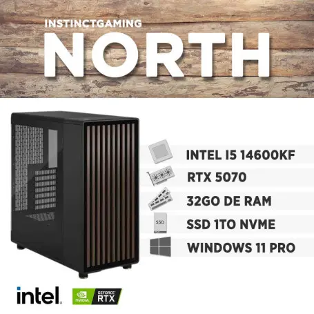 PC Gamer NORTH i5-14600KF 32Go 1To RTX 5070 12Go Windows 11 Pro
