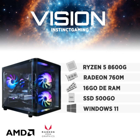 PC Gamer VIST – Ryzen 5 8600G, 32 Go RAM, SSD 1 To, Radeon 760M – Prêt Pour Le Jeu Et Le Streaming