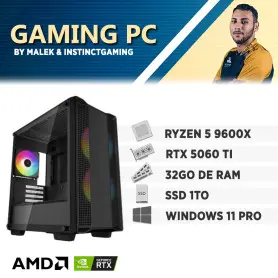 PC Gamer by Malek Ryzen 5 9600X 32Go 1To RTX 5060 Ti 16Go W11 Pro