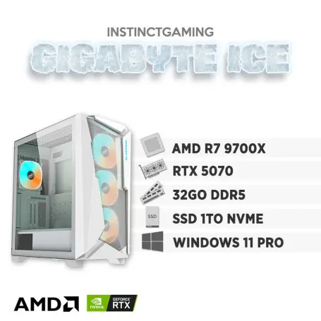 PC Gamer Gigabyte ICE R7-9700X 32Go 1To RTX 5070 12Go W11Pro