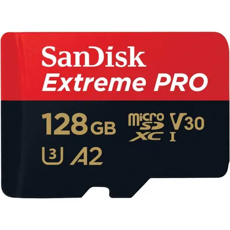 Mémoire Micro SDXC 128Go SanDisk Extreme PRO A2/V30/UHS-I U3 200 Mo/s