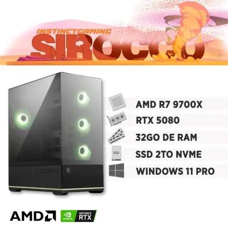 PC Gamer SIROCCO R7-9700X 32Go 2To RTX 5080 16Go W11Pro