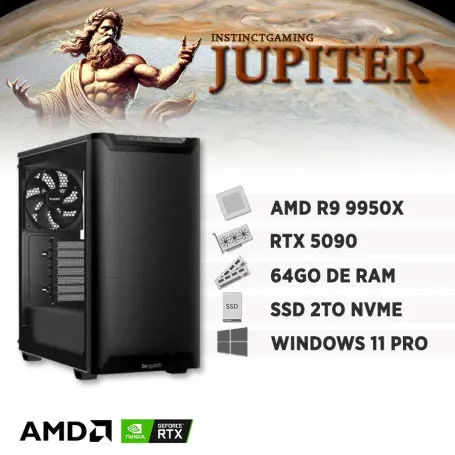 PC Gamer JUPITER R9-9950X 64Go 2To RTX 5090 32Go Windows 11 Pro