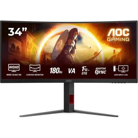 Ecran AOC 34" CU34G4 Gaming 3440x1440 180Hz 1ms CURVED