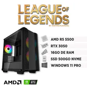 PC Gamer League of Legends Ryzen 5 5500 16Go SSD 500Go RTX 3050 W11P