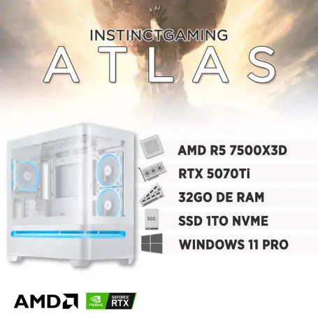 PC Gamer ATLAS R5 7500X3D 32Go 1To RTX 5070 Ti SUPER 16Go W11Pro