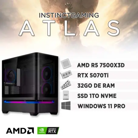 PC Gamer ATLAS R5 7500X3D 32Go 1To RTX 5070 Ti SUPER 16Go W11Pro