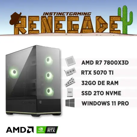 PC Gamer RENEGADE R7-7800X3D 32Go 2To RTX 5070 Ti 16Go W11Pro