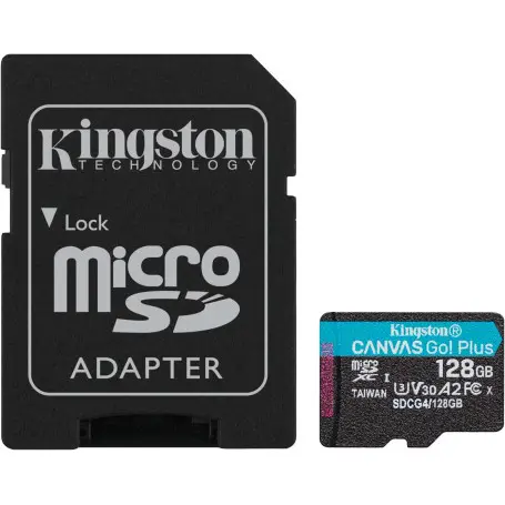 Mémoire Micro SDXC 128Go Kingston Canvas Go Plus A2/V30/UHS-I U3