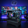 PC Gamer Mercury i5-14400F avec RTX 5070 et boîtier transparent, PC de bureau gamer lumineux RGB dans un setup gaming.
